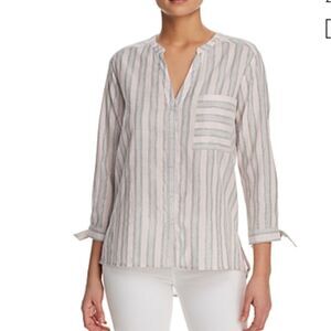 Finn and grace metallic stripe button down shirt